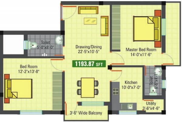 Intellex Signature I (2BHK+2T (1,193 sq ft) 1193 sq ft)