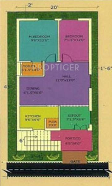 Mansani Sai Krishna Enclave Floor Plan (2BHK+1T (750 sq ft) 750 sq ft)
