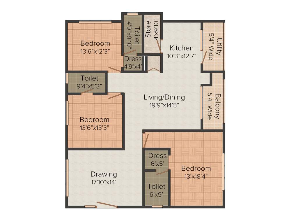 Omsree Patel Rainbow Ville (3BHK+3T (2,420 sq ft)   Pooja Room 2420 sq ft)