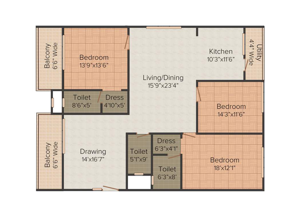 Omsree Patel Rainbow Ville (3BHK+3T (2,417 sq ft) 2417 sq ft)