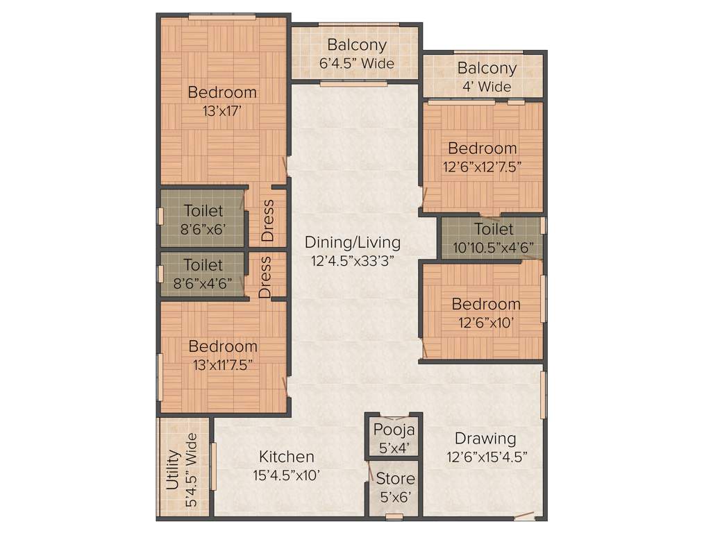 Omsree Patel Rainbow Ville (4BHK+3T (2,564 sq ft) 2564 sq ft)