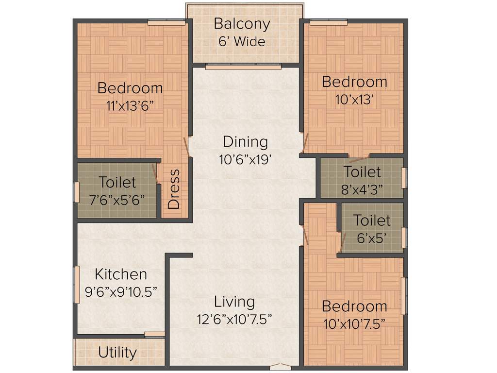 Omsree Patels Green Park (3BHK+3T (1,520 sq ft) 1520 sq ft)