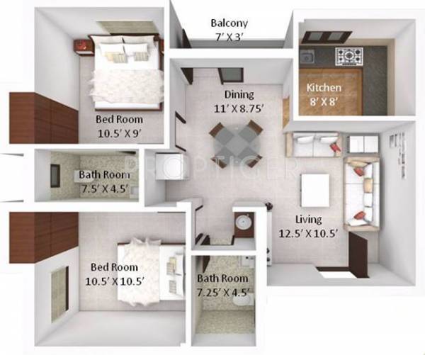 Triumphant Royal Olive (2BHK+2T (906 sq ft) 906 sq ft)