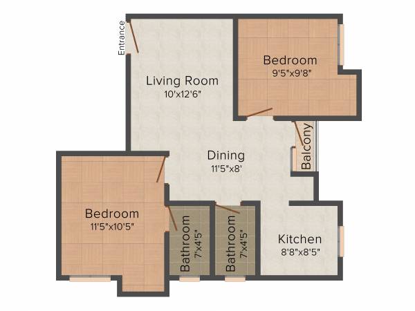 Triumphant Royal Olive (2BHK+2T (856 sq ft) 856 sq ft)