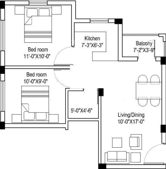 Appolo Shardha Enclave Apartment (2BHK+1T (705 sq ft) 705 sq ft)