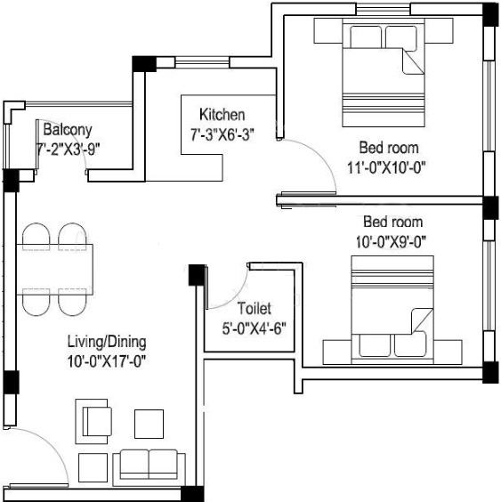 Appolo Shardha Enclave Apartment (2BHK+1T (730 sq ft) 730 sq ft)