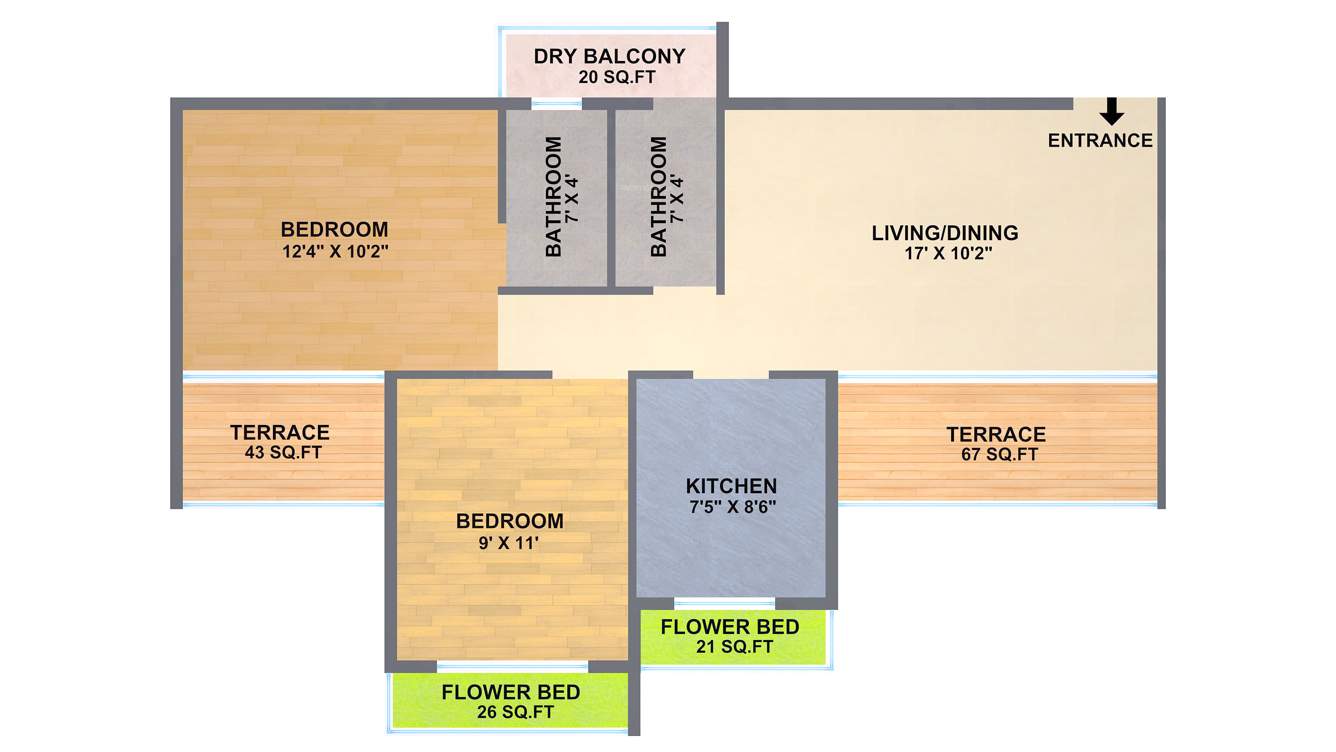 Yushan Maple Ivy (2BHK+2T (1,138 sq ft) 1138 sq ft)