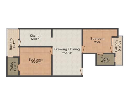 Vibrant Nandan Residency II (2BHK+2T (927 sq ft) 927 sq ft)