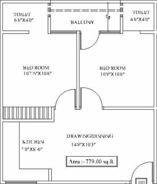 Vibrant Nandan Residency 3 (2BHK+2T (779 sq ft) 779 sq ft)