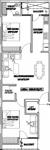 Vibrant Pinkcity Nandan Residency 4th (2BHK+2T (1,009 sq ft) 1009 sq ft)