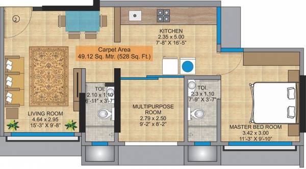 Sumit Hendre Residency (2BHK+2T (875 sq ft) 875 sq ft)