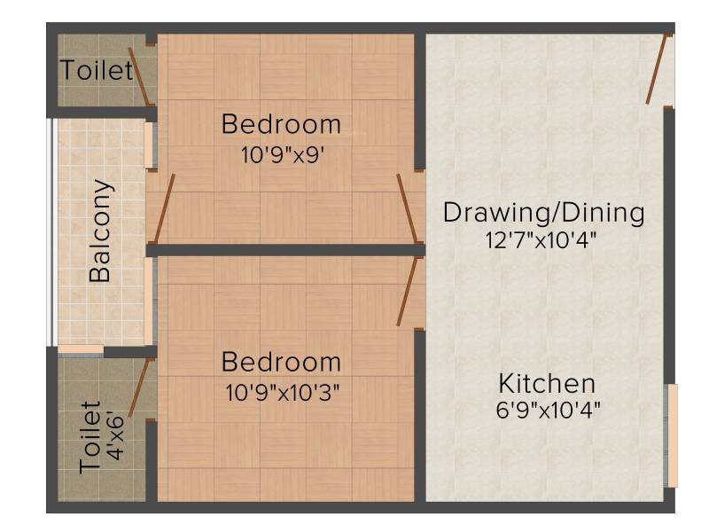 Vibrant Nandan Residency 5th (2BHK+1T (715 sq ft) 715 sq ft)