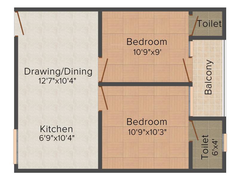 Vibrant Nandan Residency 5th (2BHK+1T (728 sq ft) 728 sq ft)