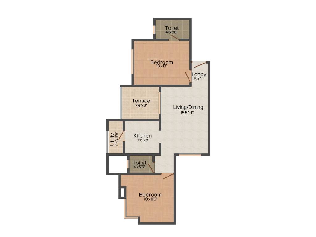 Geeta Myrah (2BHK+2T (965 sq ft) 965 sq ft)