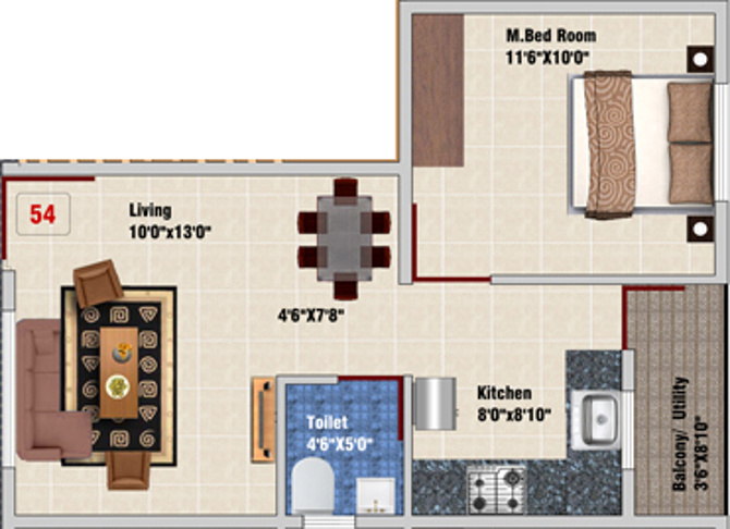 DS Skylishcious (1BHK+1T (633 sq ft) 633 sq ft)