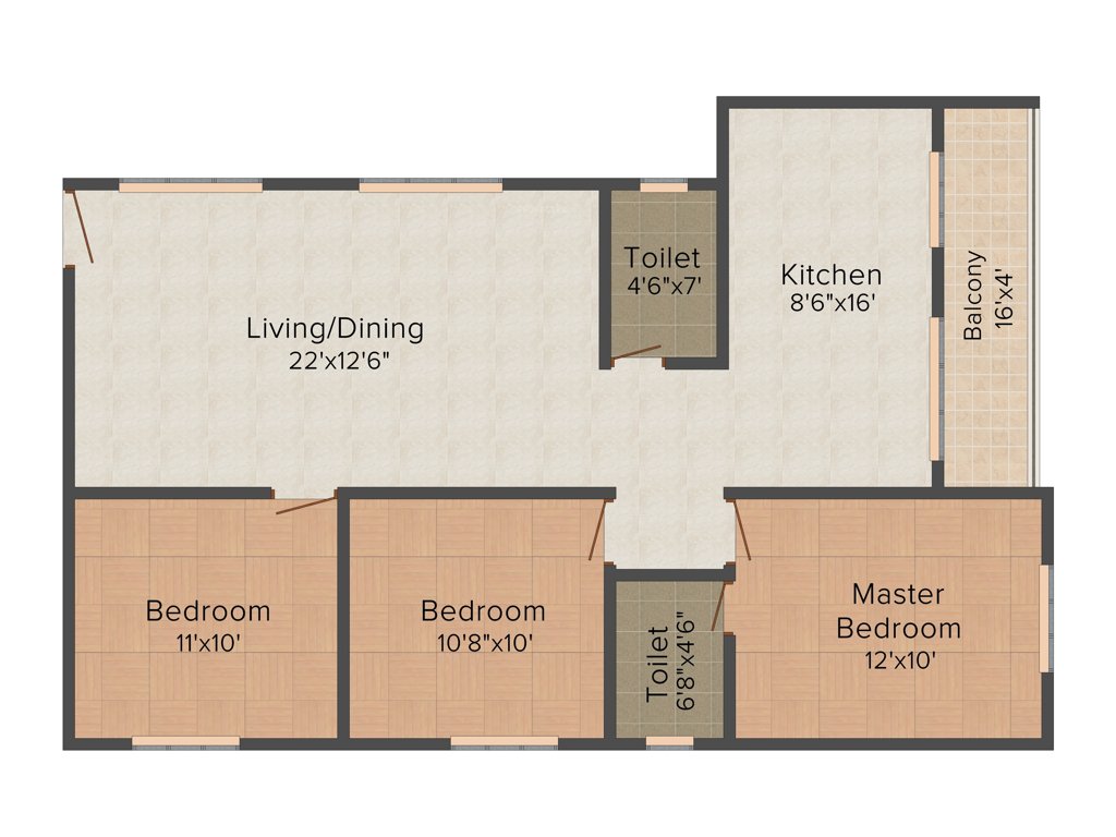 DS DSMAX SUNDALE (3BHK+3T (1,429 sq ft) 1429 sq ft)