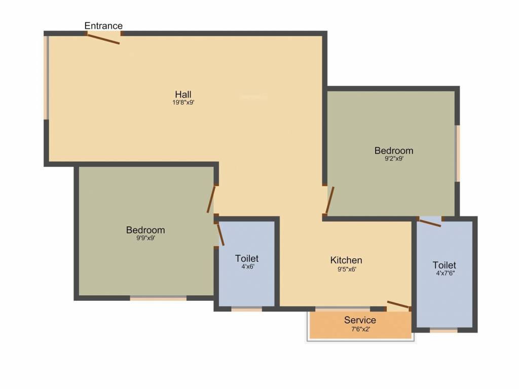 SS Suba (2BHK+2T (734 sq ft) 734 sq ft)