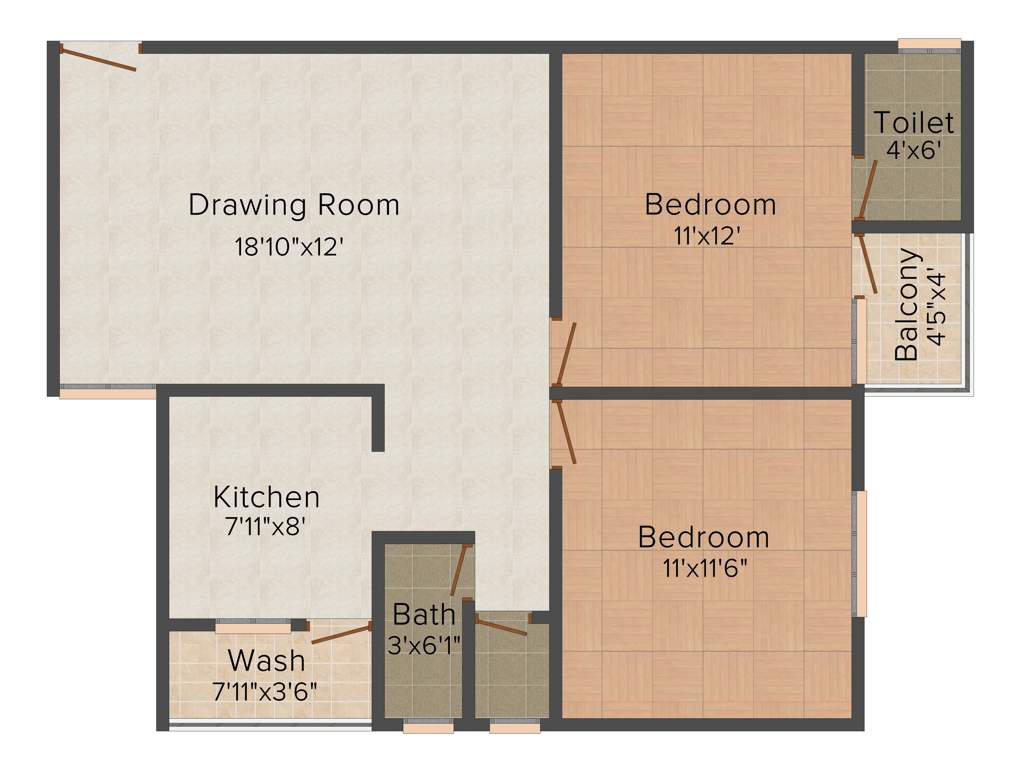 Mukhi Residency (2BHK+2T (1,125 sq ft) 1125 sq ft)