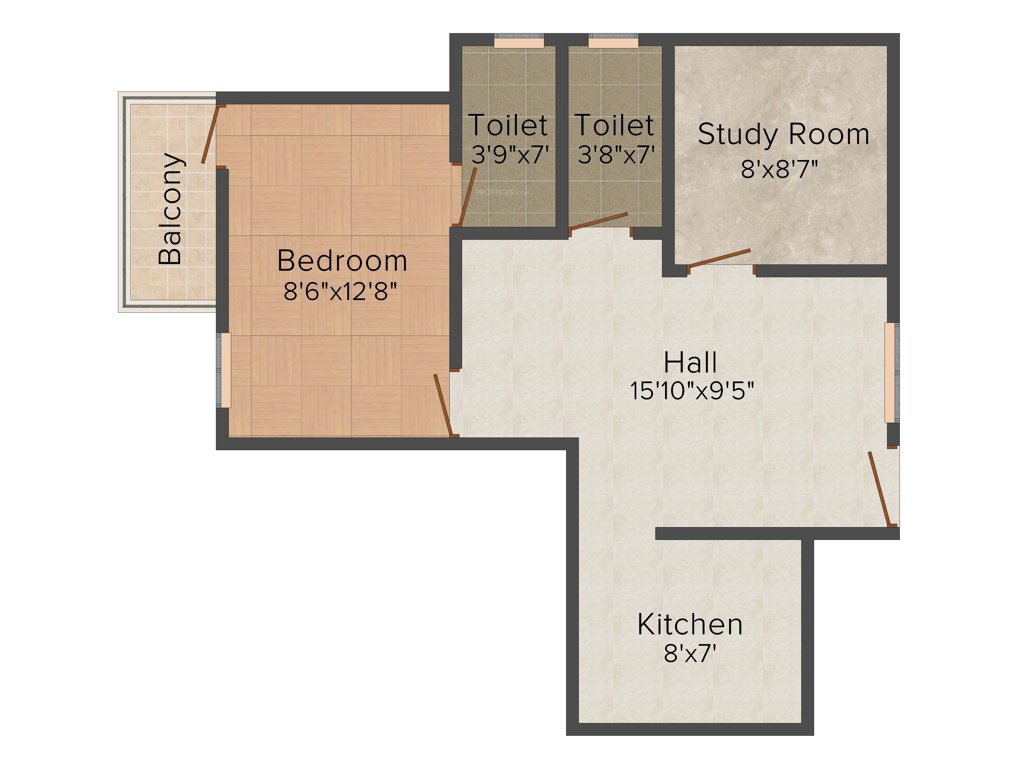 Access Green (1BHK+2T (636 sq ft) 636 sq ft)
