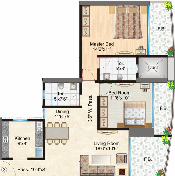 Supreme Royal Accord (2BHK+2T (1,320 sq ft) 1320 sq ft)