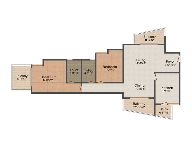 Westline Fairmont (2BHK+2T (1,345 sq ft) 1345 sq ft)