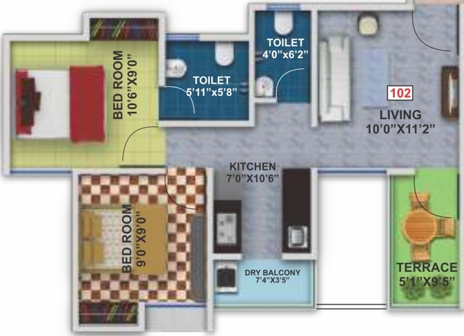 Mantra Magic (2BHK+2T (726 sq ft) 726 sq ft) Mantra Magic (2BHK+2T (726 sq ft) 726 sq ft)