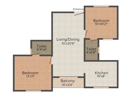 Confident Green Valley (2BHK+2T (836 sq ft) 836 sq ft) Confident Green Valley (2BHK+2T (836 sq ft) 836 sq ft)