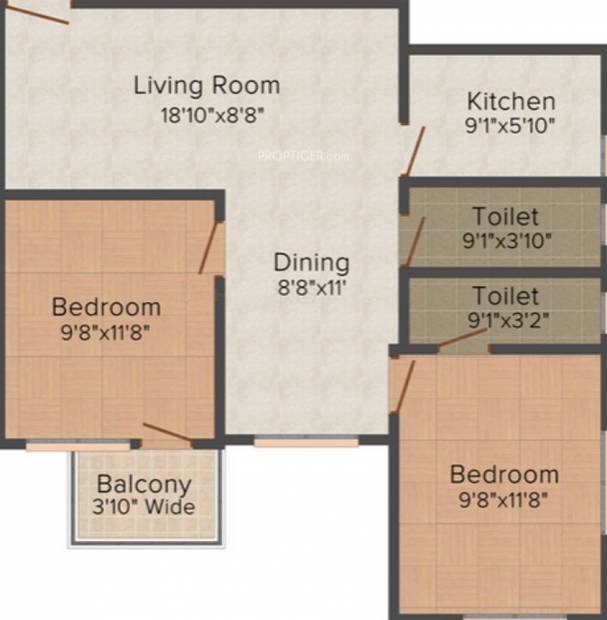 Envision Udaya Residency (2BHK+2T (961 sq ft) 961 sq ft)