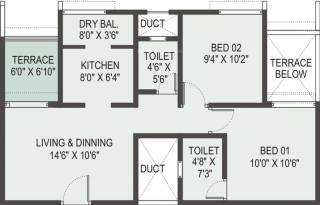 Abisky Ritkriti Projects Suburbia (2BHK+2T (797 sq ft) 797 sq ft)