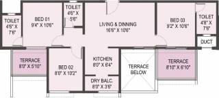 Abisky Ritkriti Projects Suburbia (3BHK+3T (992 sq ft) 992 sq ft)