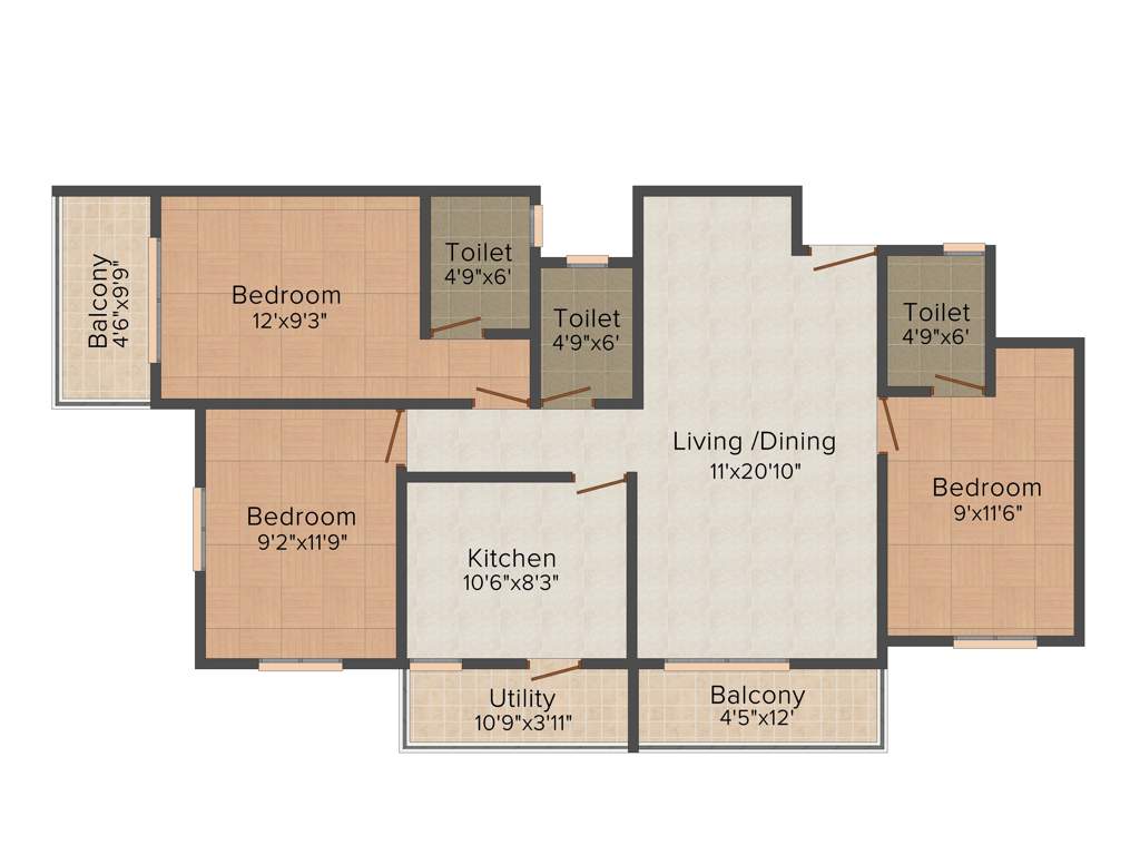 Westline Splendid Homes (3BHK+3T (1,360 sq ft) 1360 sq ft)