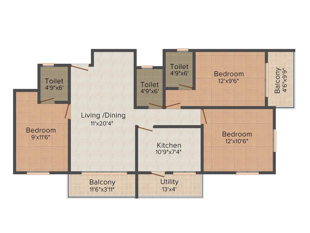 Westline Splendid Homes (3BHK+3T (1,370 sq ft) 1370 sq ft)