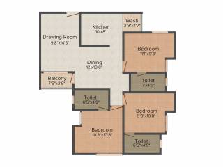 Desai DD Misty Hills (3BHK+3T (1,294 sq ft) 1294 sq ft)