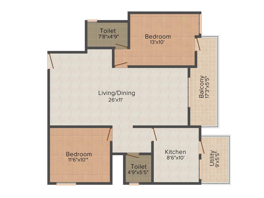 Westline Bonita (2BHK+2T (1,255 sq ft) 1255 sq ft)