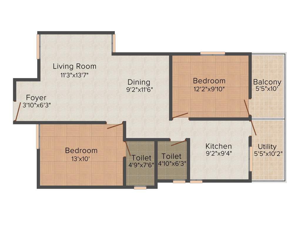 Westline Bonita (2BHK+2T (1,155 sq ft) 1155 sq ft)
