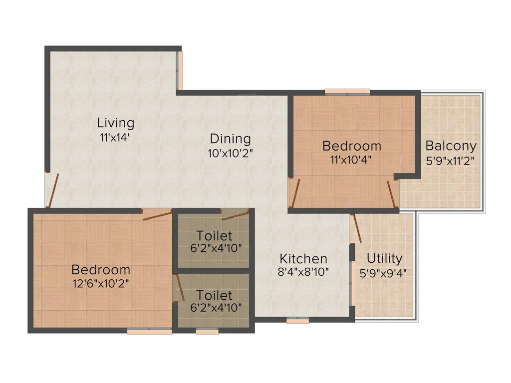 Westline Bonita (2BHK+2T (1,070 sq ft) 1070 sq ft)