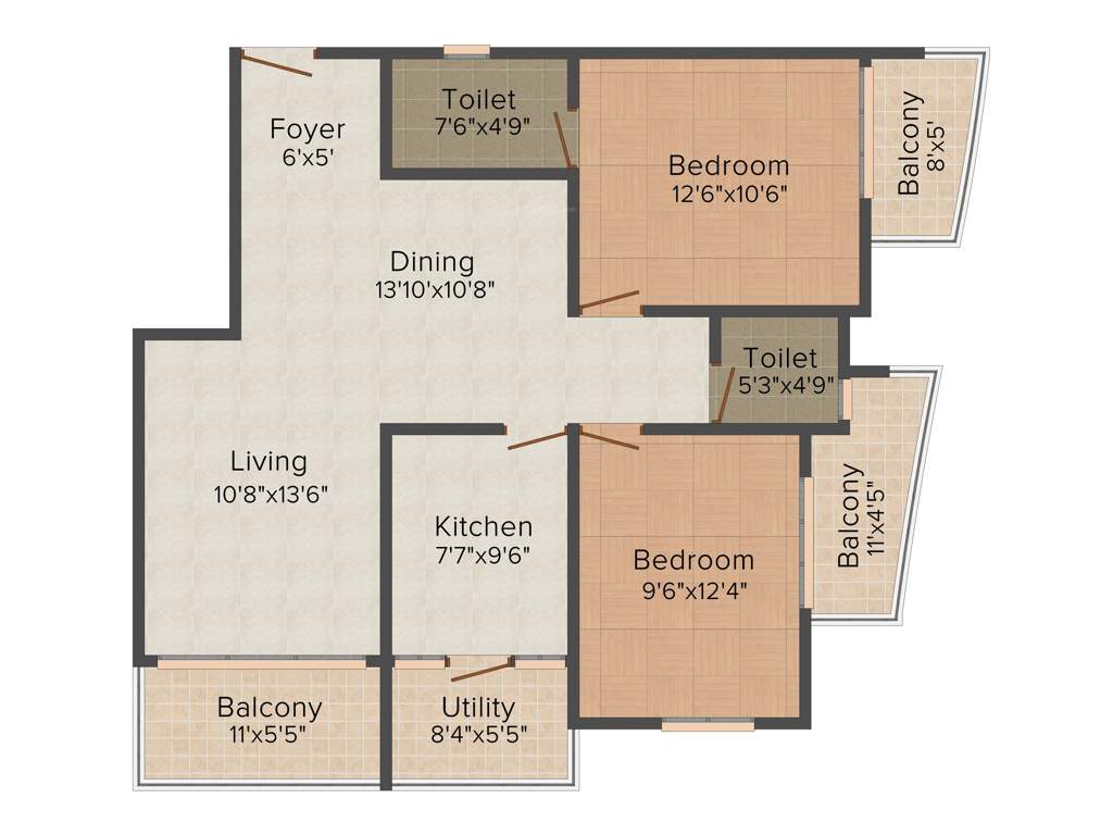 Westline Bonita (2BHK+2T (1,260 sq ft) 1260 sq ft)