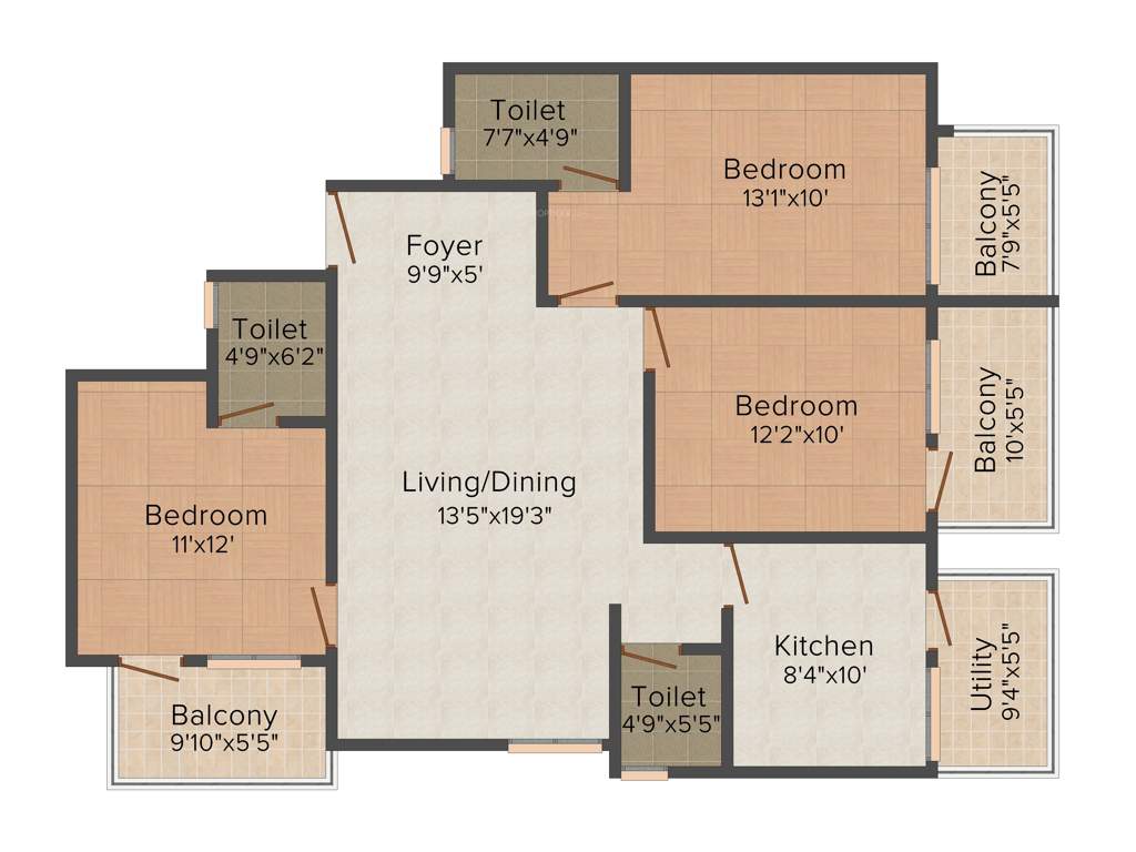 Westline Bonita (3BHK+3T (1,530 sq ft) 1530 sq ft)