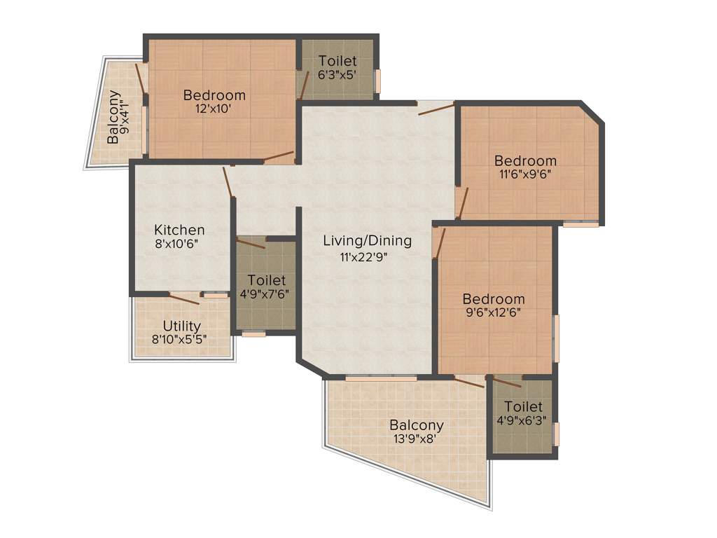 Westline Bonita (3BHK+3T (1,445 sq ft) 1445 sq ft)