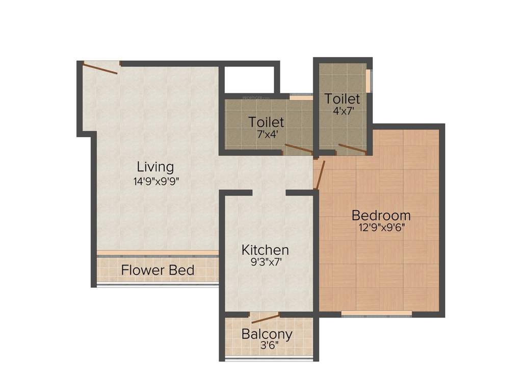JVM Twin Tower (1BHK+2T (695 sq ft) 695 sq ft)