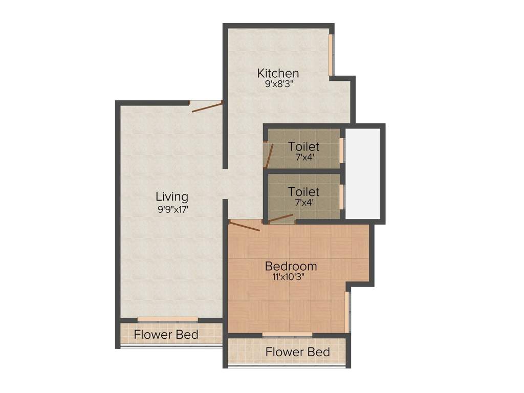 JVM Twin Tower (1BHK+2T (717 sq ft) 717 sq ft)