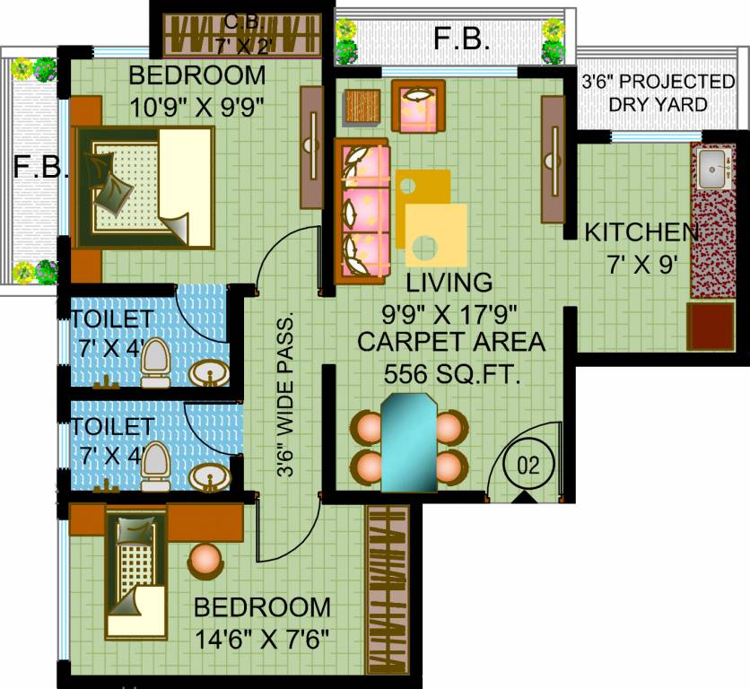 JVM Twin Tower (2BHK+2T (909 sq ft) 909 sq ft) JVM Twin Tower (2BHK+2T (909 sq ft) 909 sq ft)