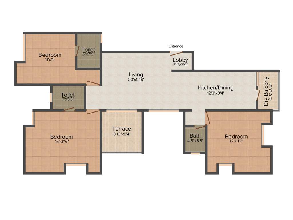Pate Timescapes (3BHK+3T (1,440 sq ft) 1440 sq ft)