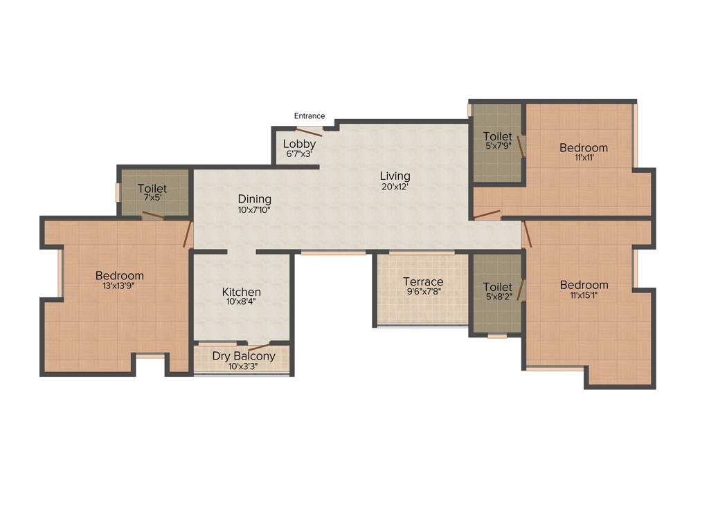 Pate Timescapes (3BHK+3T (1,547 sq ft) 1547 sq ft)