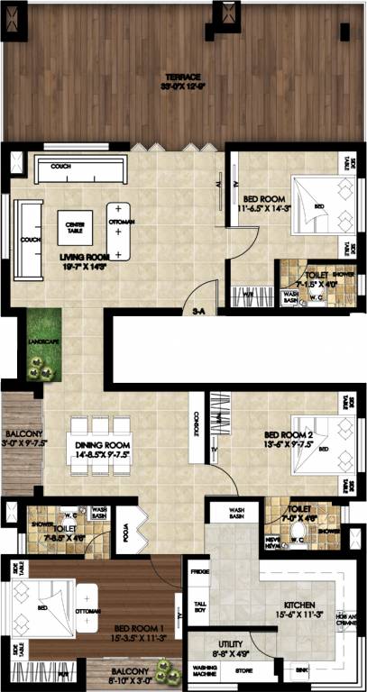 Suprabhatham Conch (3BHK+3T (1,122 sq ft) 1122 sq ft)