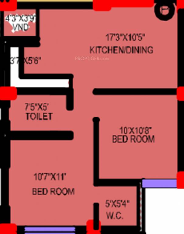Bloomsbury Convicity Apartments (2BHK+1T (810 sq ft) 810 sq ft)