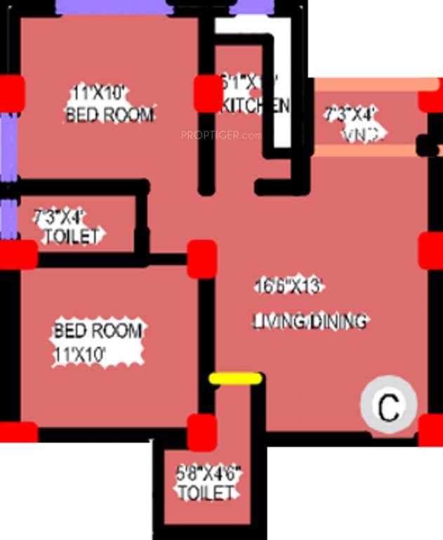 Bloomsbury Convicity Apartments (2BHK+2T (893 sq ft) 893 sq ft)