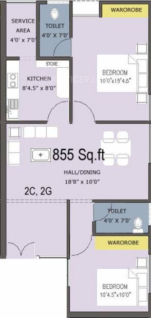 Fairyland Annora (2BHK+2T (855 sq ft) 855 sq ft)