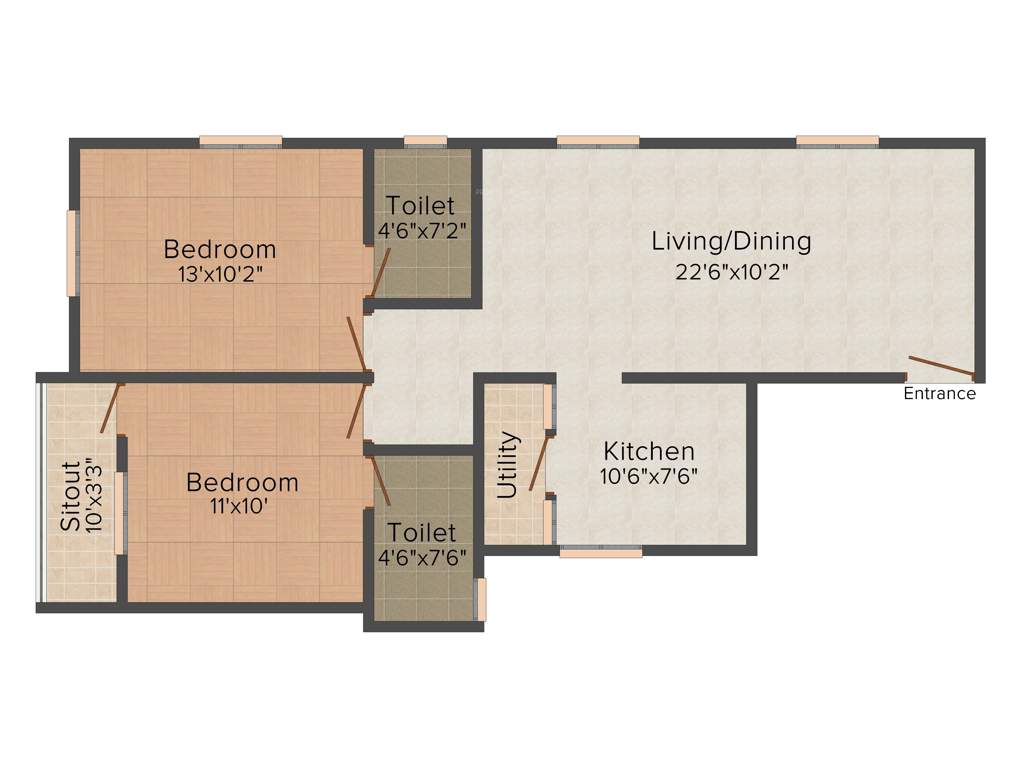 Kgeyes Veda Ranghaa Nivas (2BHK+2T (988 sq ft) 988 sq ft)