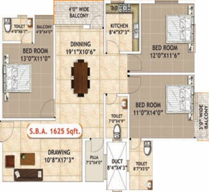 Khushi Prestige (3BHK+2T (1,625 sq ft) + Pooja Room 1625 sq ft)